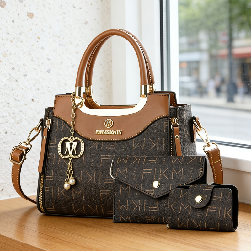 Luxury Bags For Women - ชุดกระเป๋าพิมพ์ลายตัวอักษร 3 ชิ้น สไตล์หรูหรา คุณภาพสูง กระเป๋าแฟชั่นสำหรับผู้หญิง