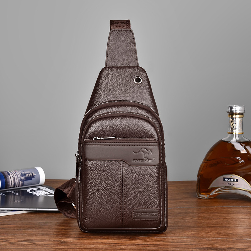 Luxury Bags For Men Brands - แบรนด์หรู Chest Pack กระเป๋าหนังชายธุรกิจ Crossbody กระเป๋าสําหรับชายสลิงกระเป๋าสีดําสีน้ําตาลใหม่