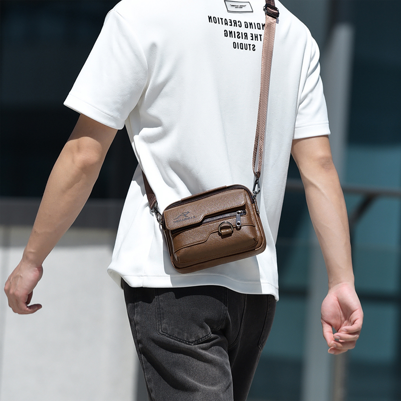 Luxury Bags For Men Brands - กระเป๋าสะพายข้างแบรนด์ Kangaroo สุดหรู สำหรับผู้ชาย ทำจากหนัง แบบลำลอง