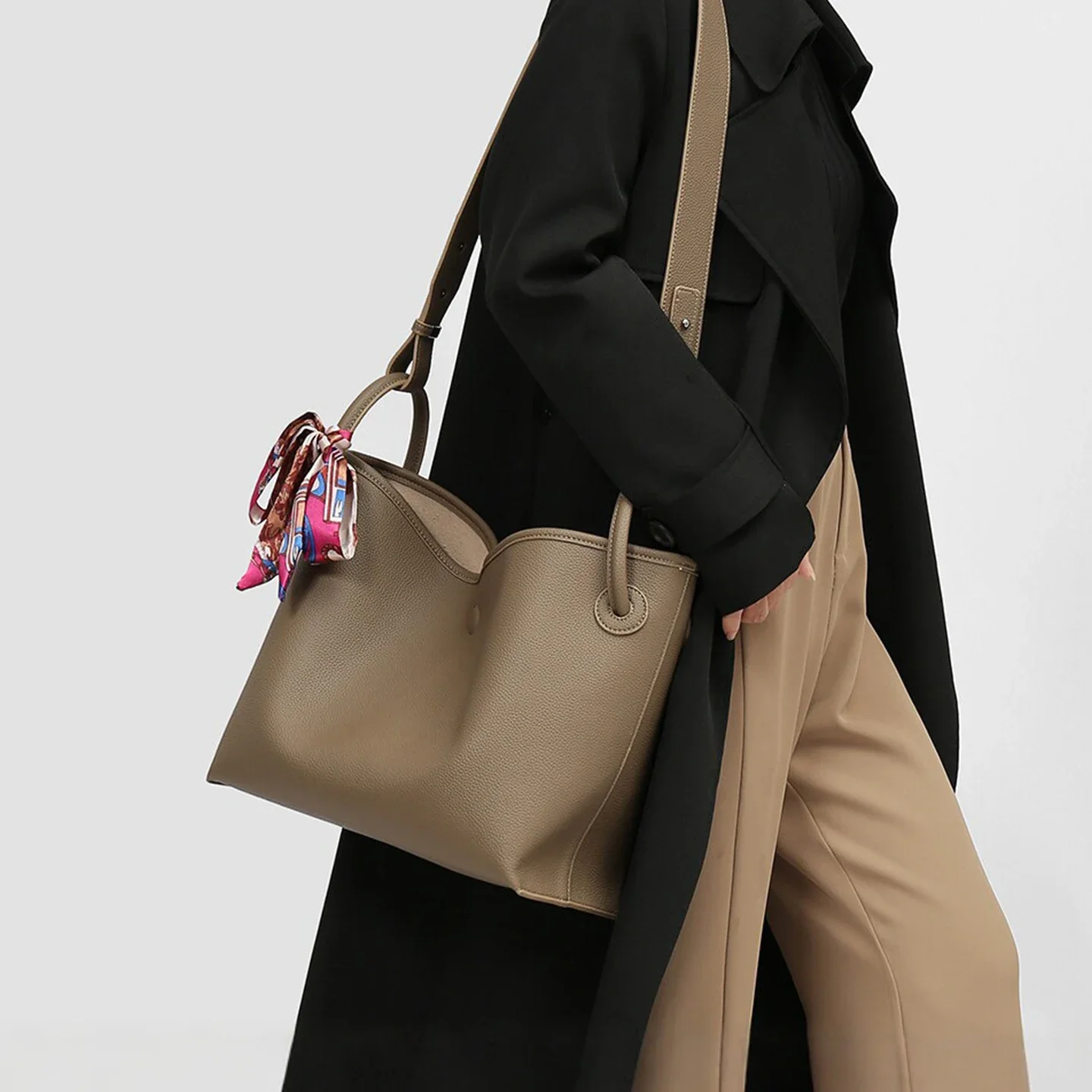 Luxury Bags For Women - กระเป๋าถือผู้หญิงสุดหรูระดับไฮเอนด์ หนัง PU สีพื้น 2 in