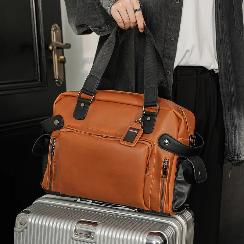Luxury Bags For Men Brands - กระเป๋าสะพายข้างผู้ชายสุดเทรนด์ สไตล์เรโทร หนังแท้ลาย Crazy Horse กระเป๋าถือผู้ชายแบรนด์ดัง