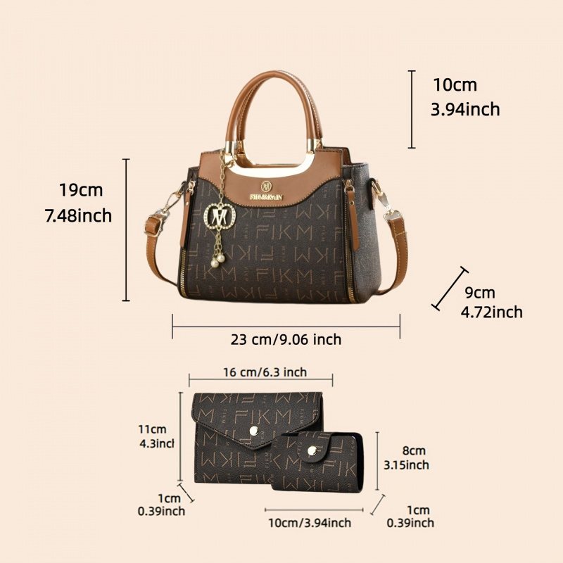 ชุดกระเป๋าพิมพ์ลายตัวอักษร 3 ช - Luxury Bags For Women บทวิจารณ์และราคา